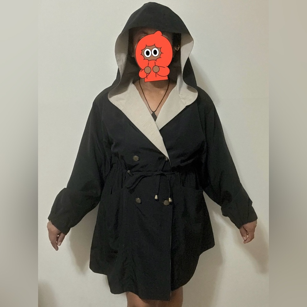 Anna Collection Coats Manteaux Black Hooded Jacket